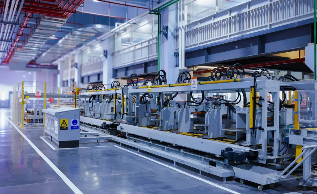 Grote productielijn in een moderne fabriekshal